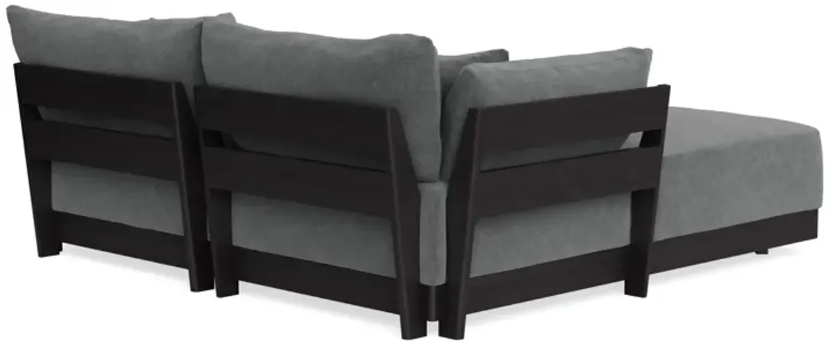 Modular Bondi Black 2-Seater Sectional in Chimney Gray | Classic Blend