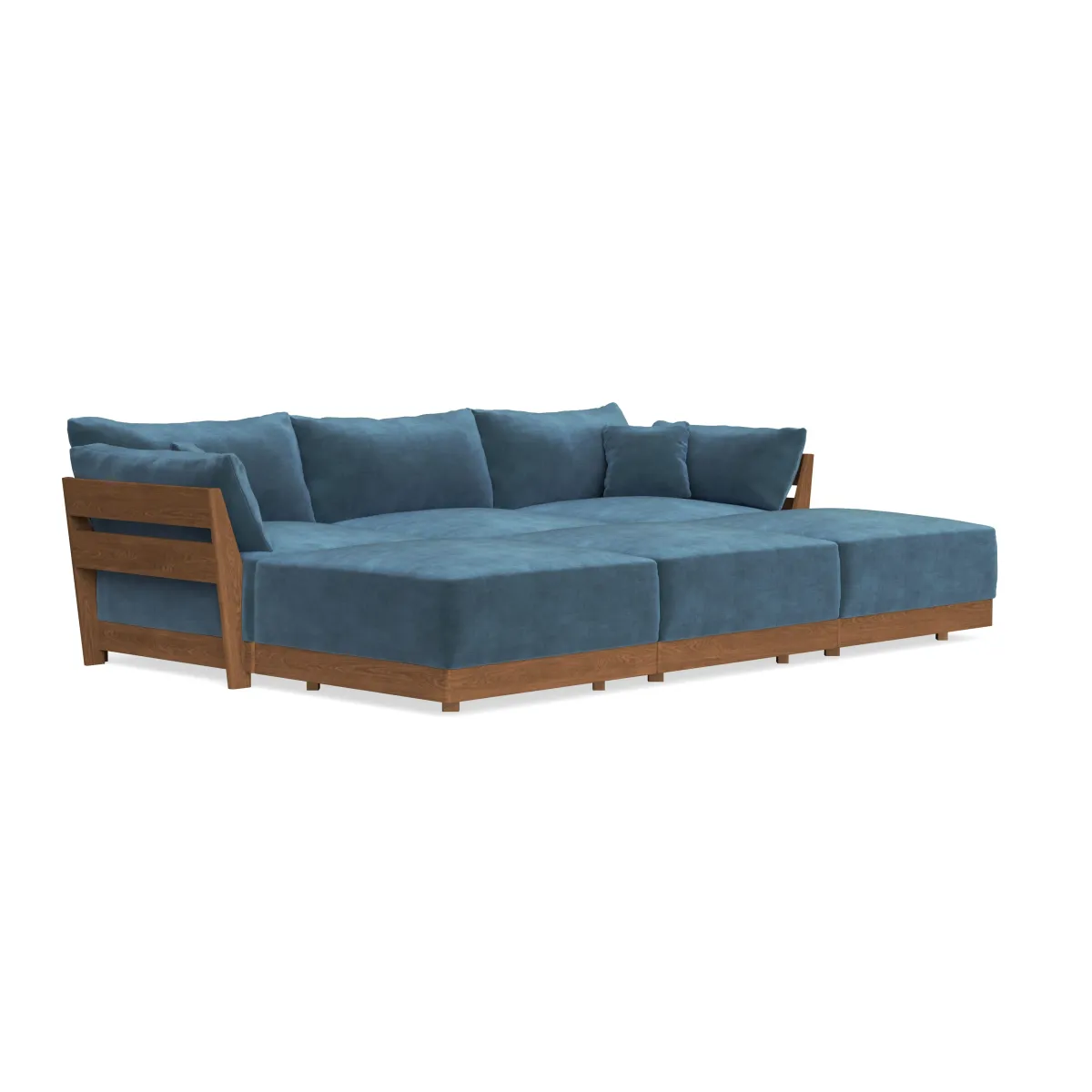 Modular Bondi Espresso 3-Seater Daybed Sofa Sectional in Oxford Blue | Classic Blend
