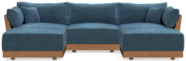 Modular Bondi Espresso 3-Seater U-Sectional in Oxford Blue | Memory Foam Blend