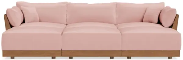 Modular Bondi Espresso 3-Seater Daybed Sofa Sectional in Powder Pink | Memory Foam Blend