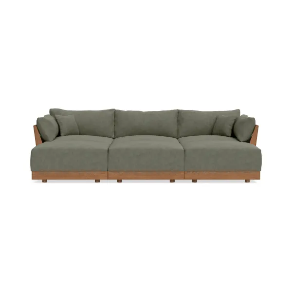 Modular Bondi Espresso 3-Seater Daybed Sofa Sectional in Olive | Memory Foam Blend