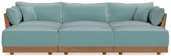 Modular Bondi Espresso 3-Seater Daybed Sofa Sectional in Glacier Blue | Memory Foam Blend