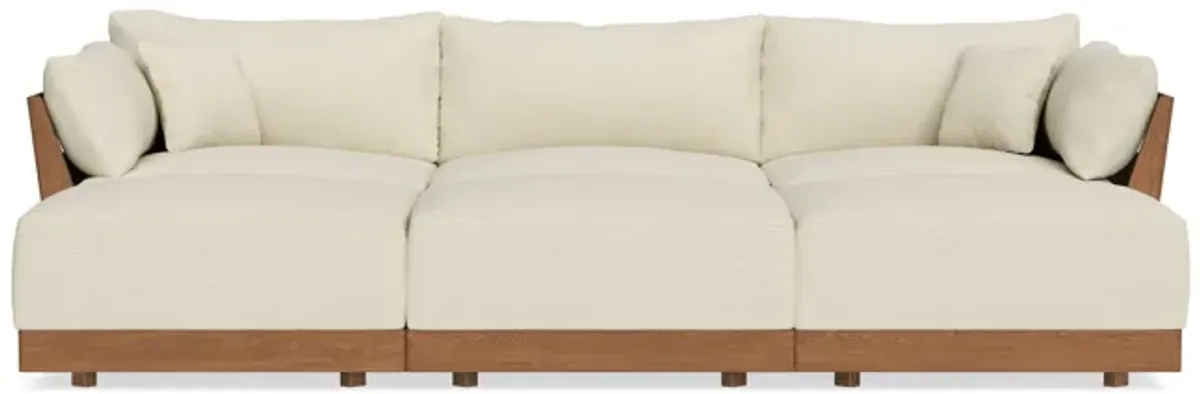 Modular Bondi Espresso 3-Seater Daybed Sofa Sectional in Parchment | Memory Foam Blend