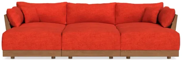 Modular Bondi Espresso 3-Seater Daybed Sofa Sectional in Poppy Orange | Classic Blend