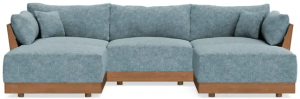 Modular Bondi Espresso 3-Seater U-Sectional in Steel Blue | Memory Foam Blend