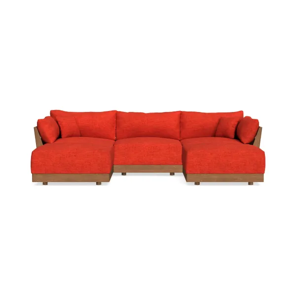 Modular Bondi Espresso 3-Seater U-Sectional in Poppy Orange | Classic Blend