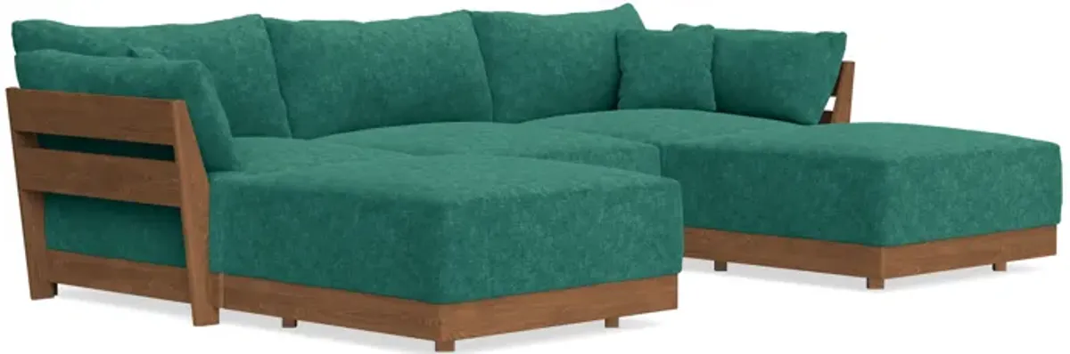 Modular Bondi Espresso 3-Seater U-Sectional in Jade Green | Memory Foam Blend