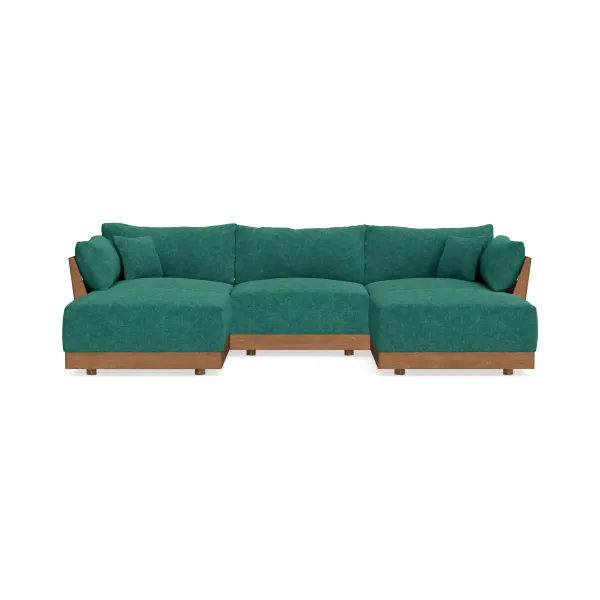 Modular Bondi Espresso 3-Seater U-Sectional in Jade Green | Memory Foam Blend