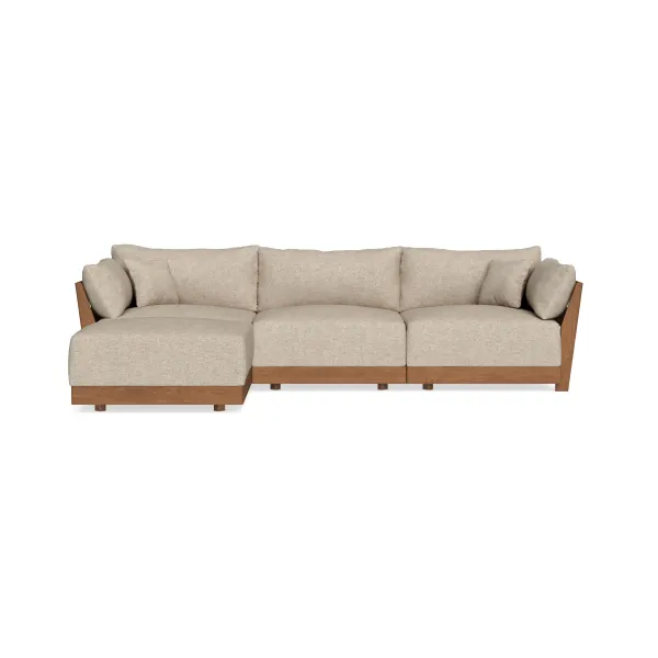 Modular Bondi Espresso 3-Seater Sectional in Flax | Memory Foam Blend