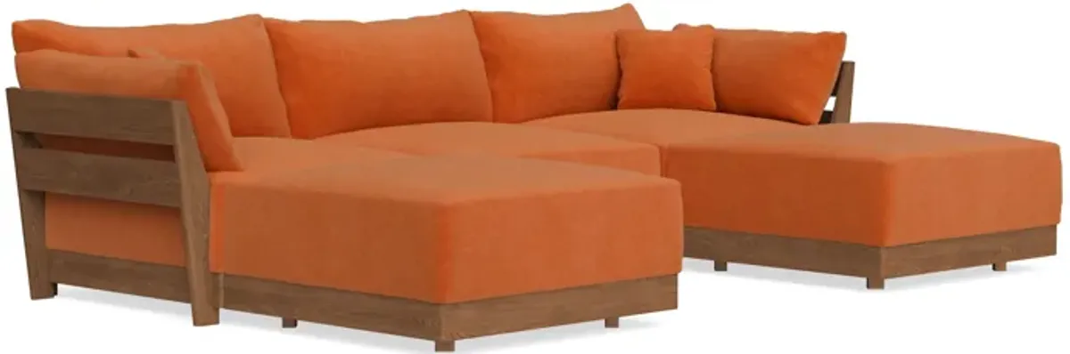 Modular Bondi Espresso 3-Seater U-Sectional in Terracotta | Memory Foam Blend