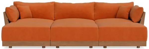 Modular Bondi Espresso 3-Seater Daybed Sofa Sectional in Terracotta | Memory Foam Blend