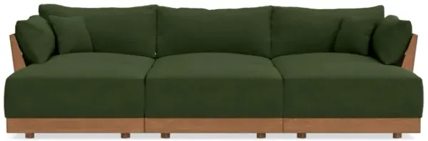 Modular Bondi Espresso 3-Seater Daybed Sofa Sectional in Tuscan Green | Memory Foam Blend