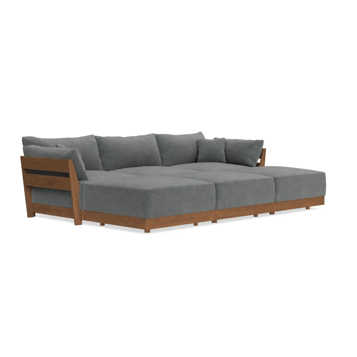 Modular Bondi Espresso 3-Seater Daybed Sofa Sectional in Chimney Gray | Memory Foam Blend