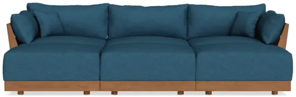 Modular Bondi Espresso 3-Seater Daybed Sofa Sectional in Yale Blue | Memory Foam Blend