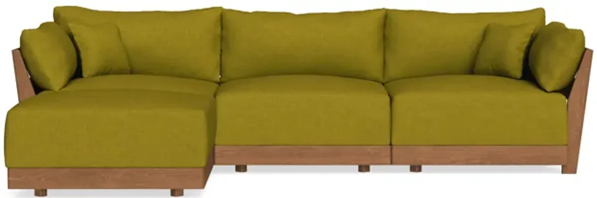 Modular Bondi Espresso 3-Seater Sectional in Olive Green | Memory Foam Blend
