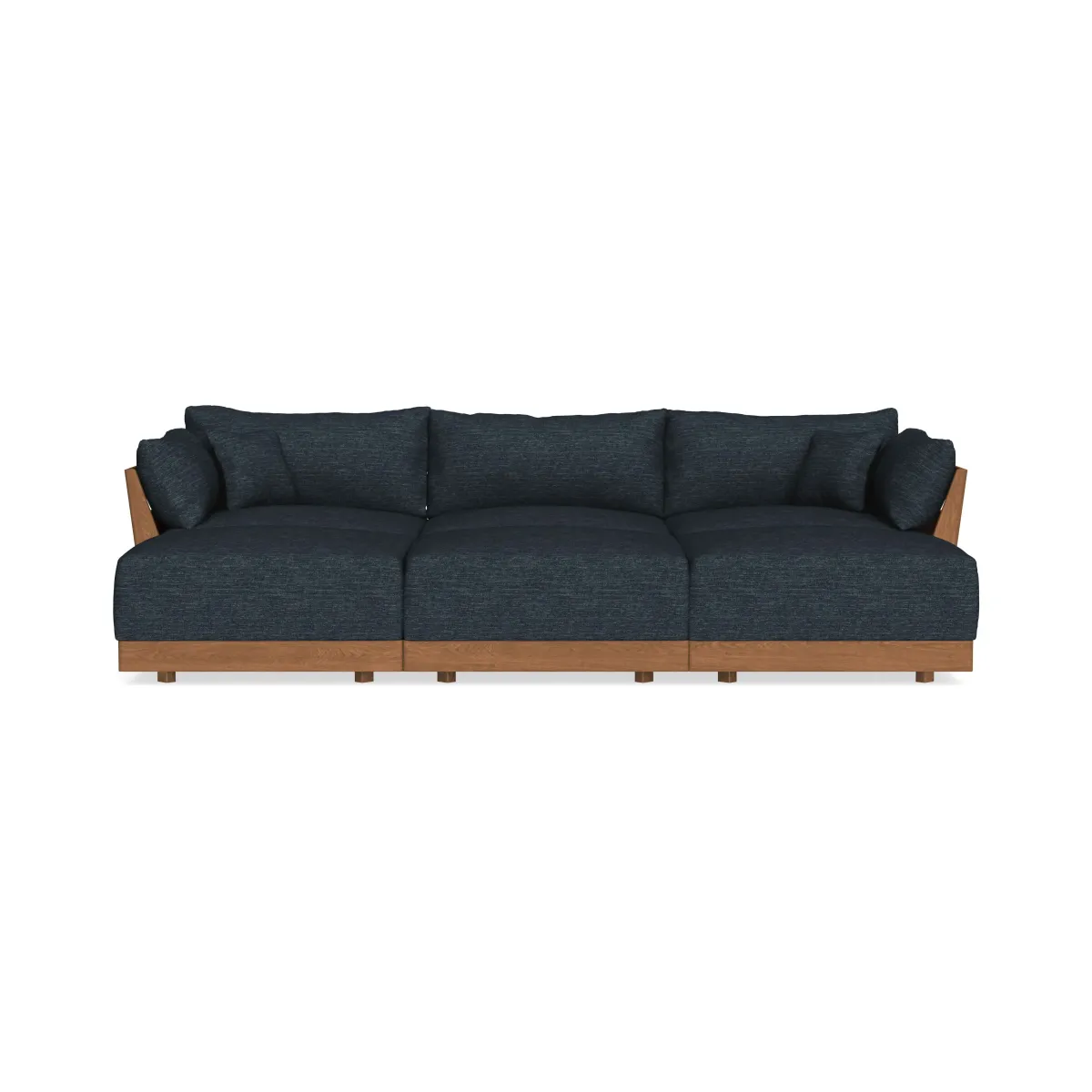 Modular Bondi Espresso 3-Seater Daybed Sofa Sectional in Baltic Blue | Memory Foam Blend