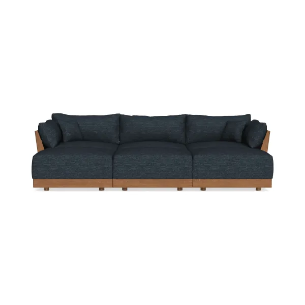 Modular Bondi Espresso 3-Seater Daybed Sofa Sectional in Baltic Blue | Memory Foam Blend
