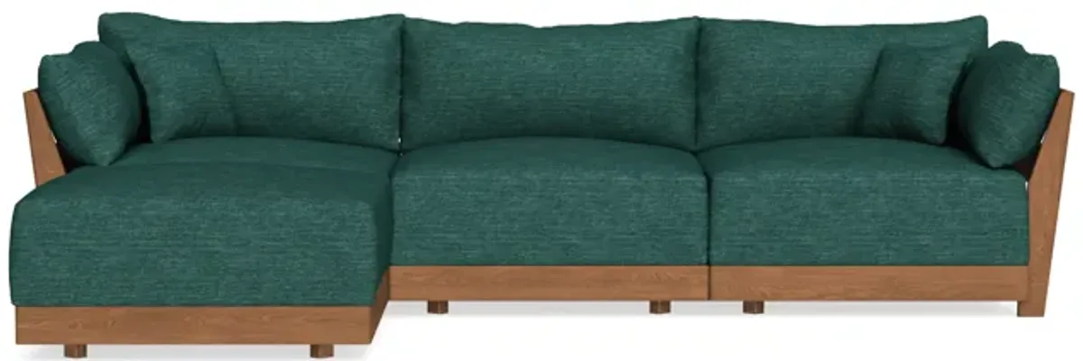 Modular Bondi Espresso 3-Seater Sectional in Forest Green | Memory Foam Blend