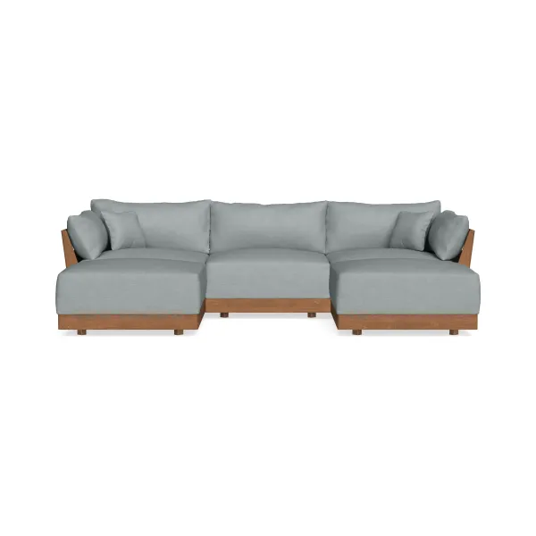 Modular Bondi Espresso 3-Seater U-Sectional in Light Steel | Classic Blend
