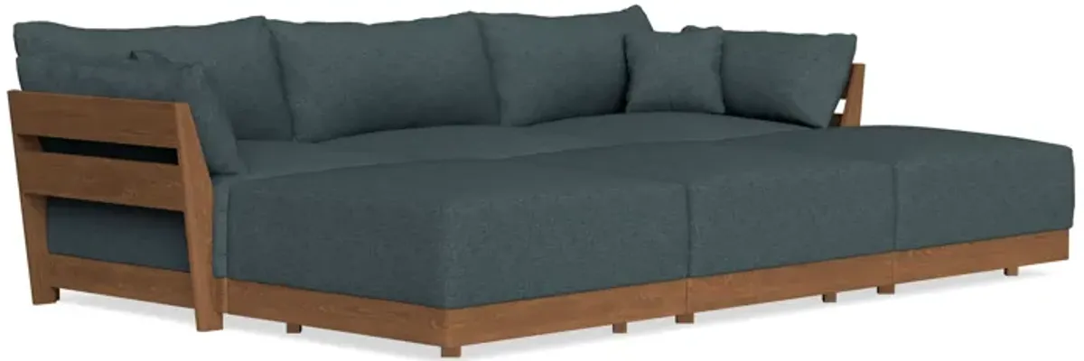 Modular Bondi Espresso 3-Seater Daybed Sofa Sectional in Ocean Gray | Memory Foam Blend