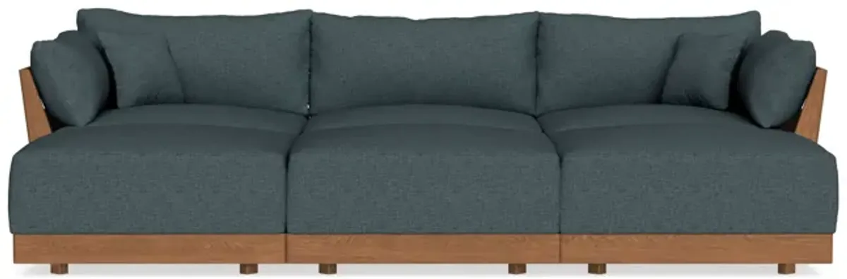 Modular Bondi Espresso 3-Seater Daybed Sofa Sectional in Ocean Gray | Memory Foam Blend