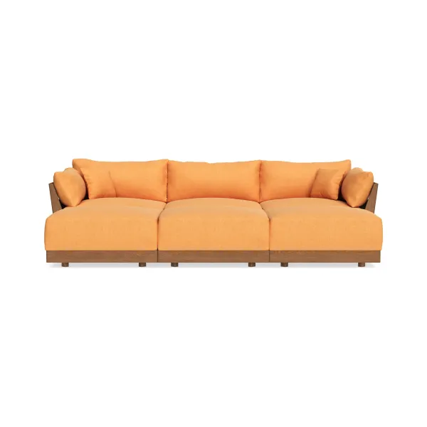 Modular Bondi Espresso 3-Seater Daybed Sofa Sectional in Tangerine | Memory Foam Blend