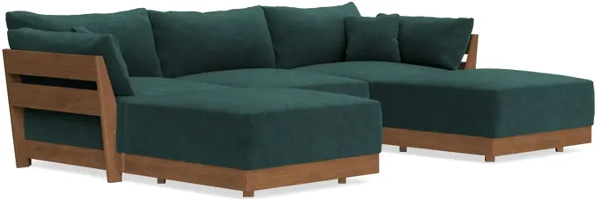 Modular Bondi Espresso 3-Seater U-Sectional in Harbor Blue | Memory Foam Blend