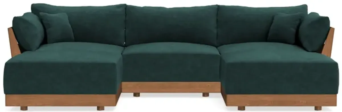 Modular Bondi Espresso 3-Seater U-Sectional in Harbor Blue | Memory Foam Blend