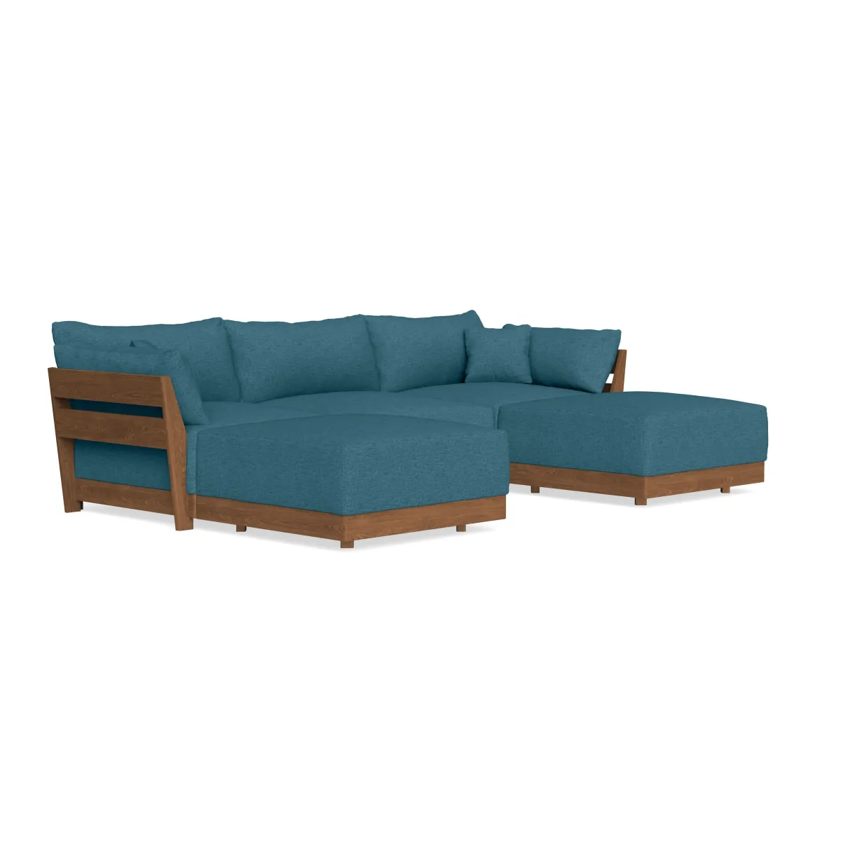 Modular Bondi Espresso 3-Seater U-Sectional in Aegean Blue | Memory Foam Blend