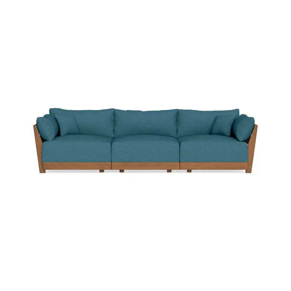 Modular Bondi Espresso 3-Seater Sofa in Aegean Blue | Memory Foam Blend