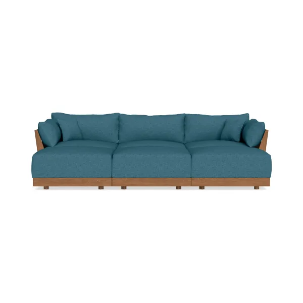 Modular Bondi Espresso 3-Seater Daybed Sofa Sectional in Aegean Blue | Memory Foam Blend