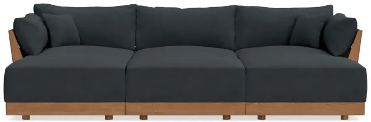 Modular Bondi Espresso 3-Seater Daybed Sofa Sectional in Obsidian | Memory Foam Blend