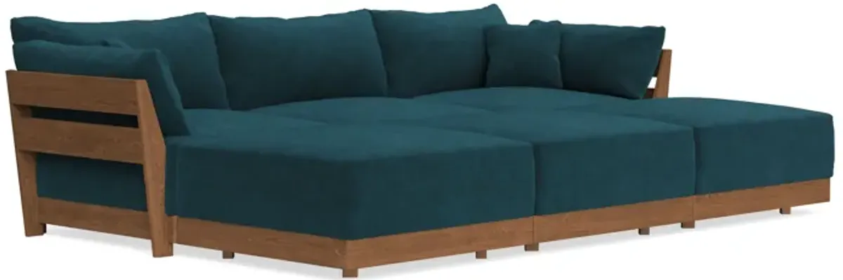 Modular Bondi Espresso 3-Seater Daybed Sofa Sectional in Indigo | Memory Foam Blend
