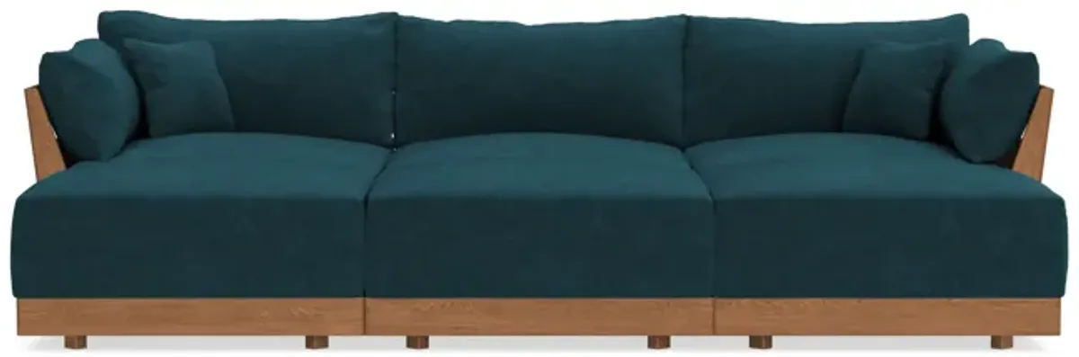 Modular Bondi Espresso 3-Seater Daybed Sofa Sectional in Indigo | Memory Foam Blend