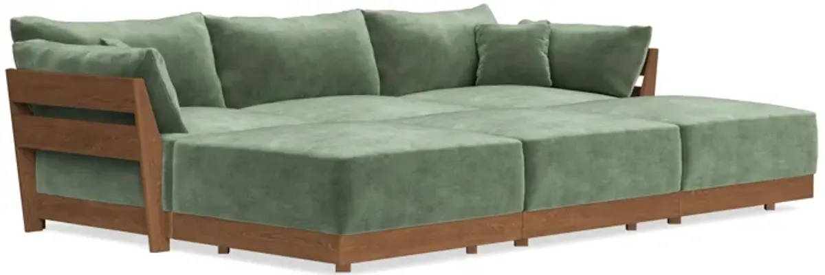 Modular Bondi Espresso 3-Seater Daybed Sofa Sectional in Rosemary | Classic Blend