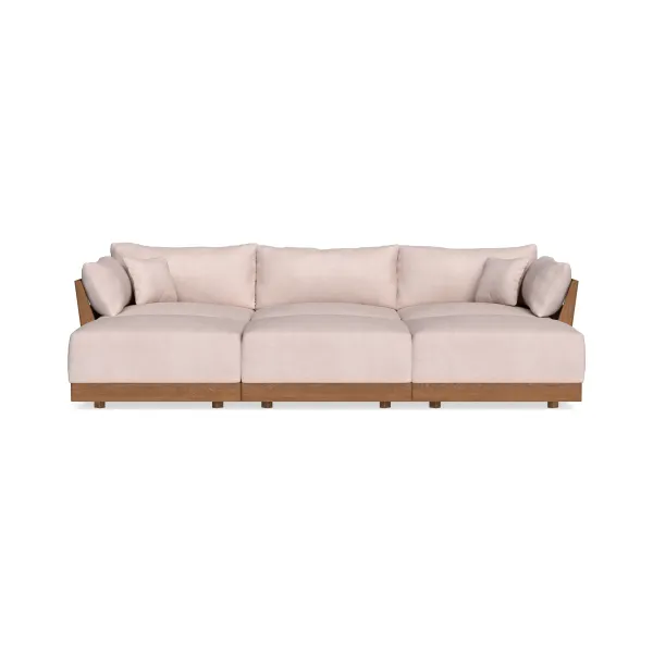 Modular Bondi Espresso 3-Seater Daybed Sofa Sectional in Blush | Memory Foam Blend