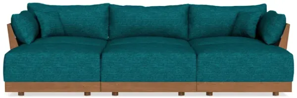 Modular Bondi Espresso 3-Seater Daybed Sofa Sectional in Marine Teal | Classic Blend