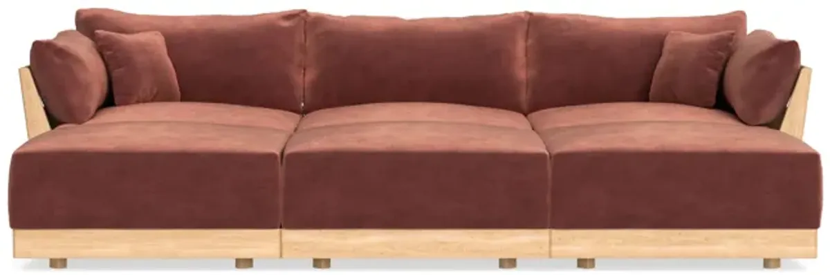 Modular Bondi Latte 3-Seater Daybed Sofa Sectional in Spice | Classic Blend