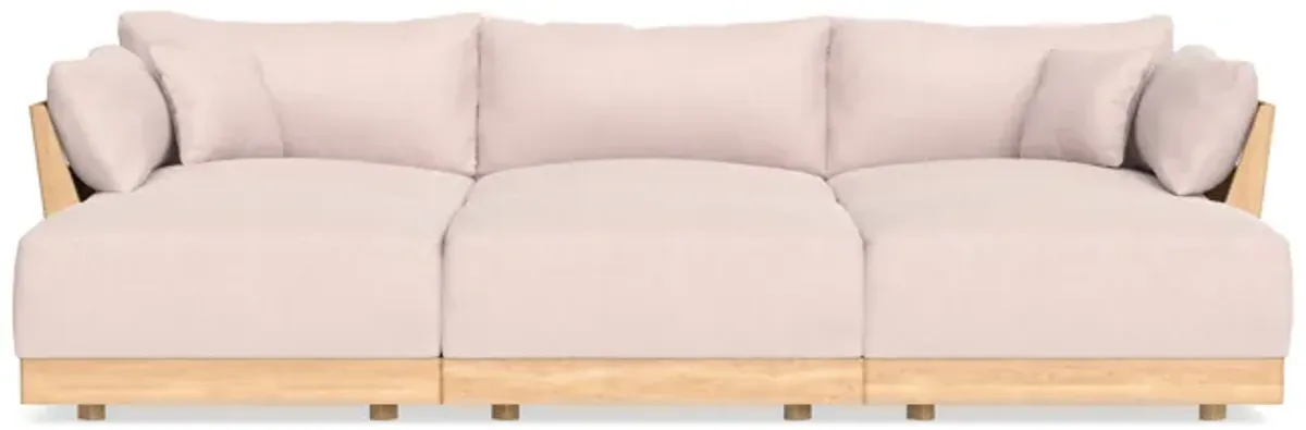 Modular Bondi Latte 3-Seater Daybed Sofa Sectional in Peony | Memory Foam Blend