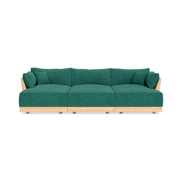 Modular Bondi Latte 3-Seater Daybed Sofa Sectional in Jade Green | Memory Foam Blend