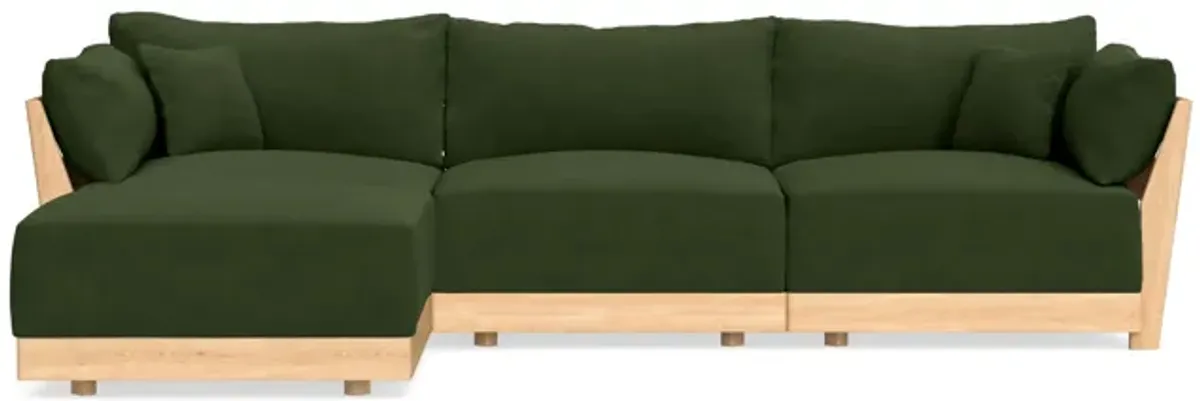 Modular Bondi Latte 3-Seater Sectional in Tuscan Green | Memory Foam Blend