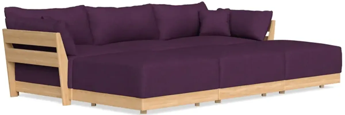 Modular Bondi Latte 3-Seater Daybed Sofa Sectional in Aubergine | Memory Foam Blend