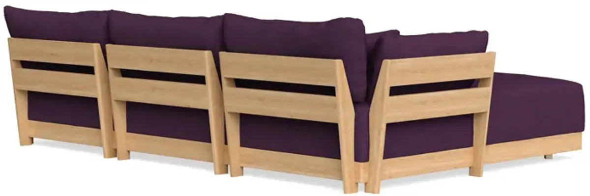 Modular Bondi Latte 3-Seater Daybed Sofa Sectional in Aubergine | Memory Foam Blend