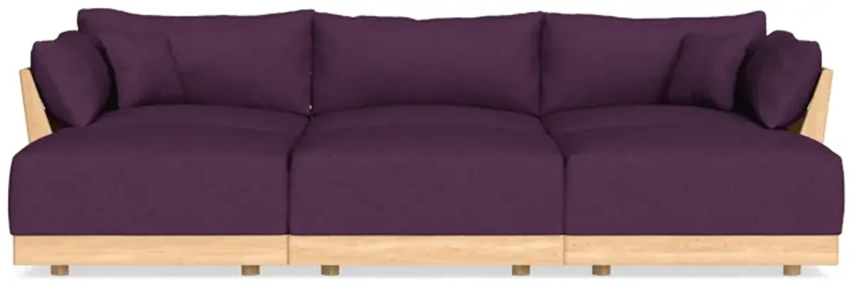Modular Bondi Latte 3-Seater Daybed Sofa Sectional in Aubergine | Memory Foam Blend