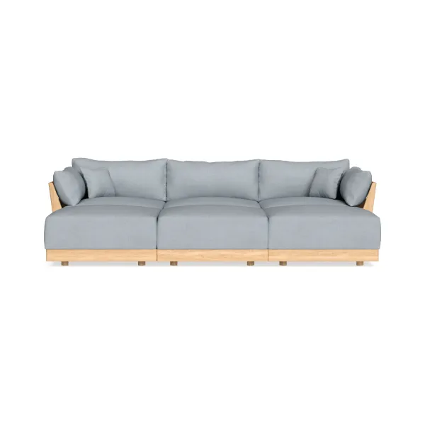Modular Bondi Latte 3-Seater Daybed Sofa Sectional in Ash | Memory Foam Blend