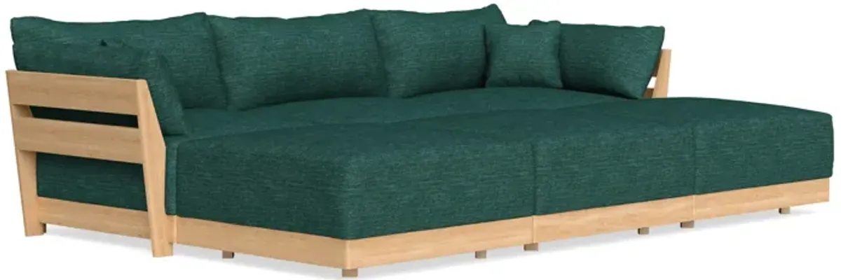 Modular Bondi Latte 3-Seater Daybed Sofa Sectional in Forest Green | Classic Blend