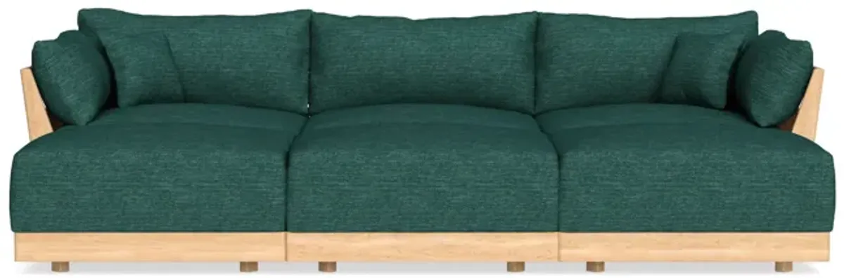 Modular Bondi Latte 3-Seater Daybed Sofa Sectional in Forest Green | Classic Blend