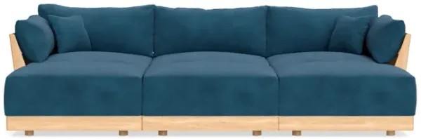 Modular Bondi Latte 3-Seater Daybed Sofa Sectional in Commodore Blue | Memory Foam Blend