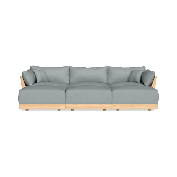 Modular Bondi Latte 3-Seater Daybed Sofa Sectional in Light Steel | Memory Foam Blend