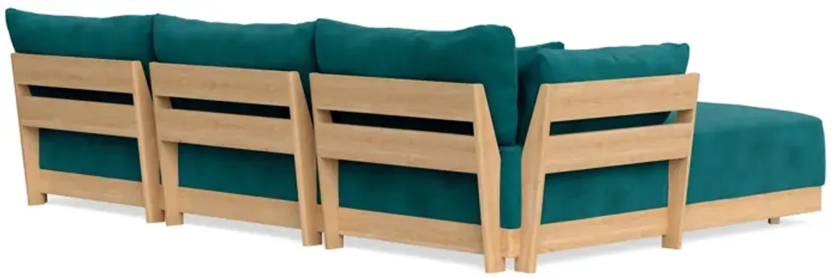 Modular Bondi Latte 3-Seater Daybed Sofa Sectional in Peacock | Classic Blend